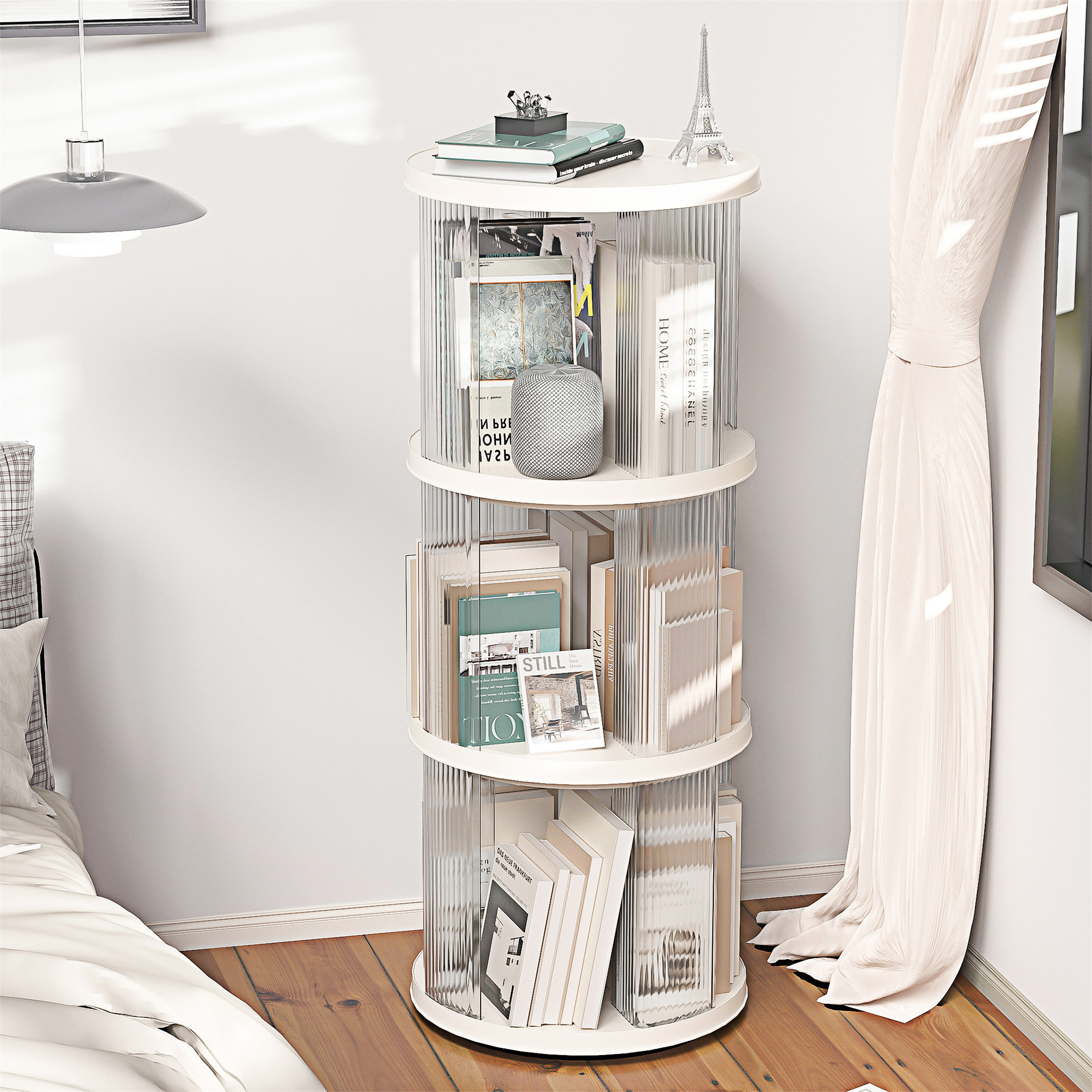 Wrought Studio 360 Rotating Bookshelf Small Corner Bookcase With Small Footprint Floor Standing Bookcasefor Kids Adults Narrow Book Shelf Organizer For Bedroom Living Room Round Wayfair